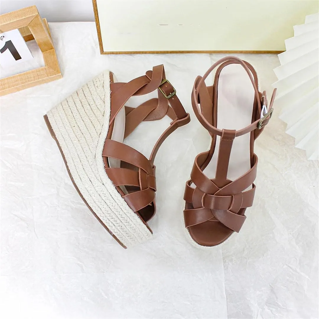 Women Elegant Gladiator Sandals Wedge High Heels Ankle Strap Open Toe Platform Party Shoes