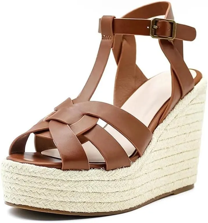 Women Elegant Gladiator Sandals Wedge High Heels Ankle Strap Open Toe Platform Party Shoes