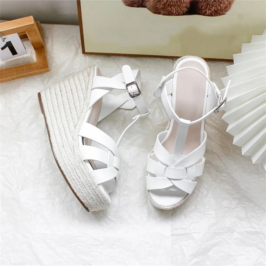 Women Elegant Gladiator Sandals Wedge High Heels Ankle Strap Open Toe Platform Party Shoes