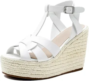 Women Elegant Gladiator Sandals Wedge High Heels Ankle Strap Open Toe Platform Party Shoes