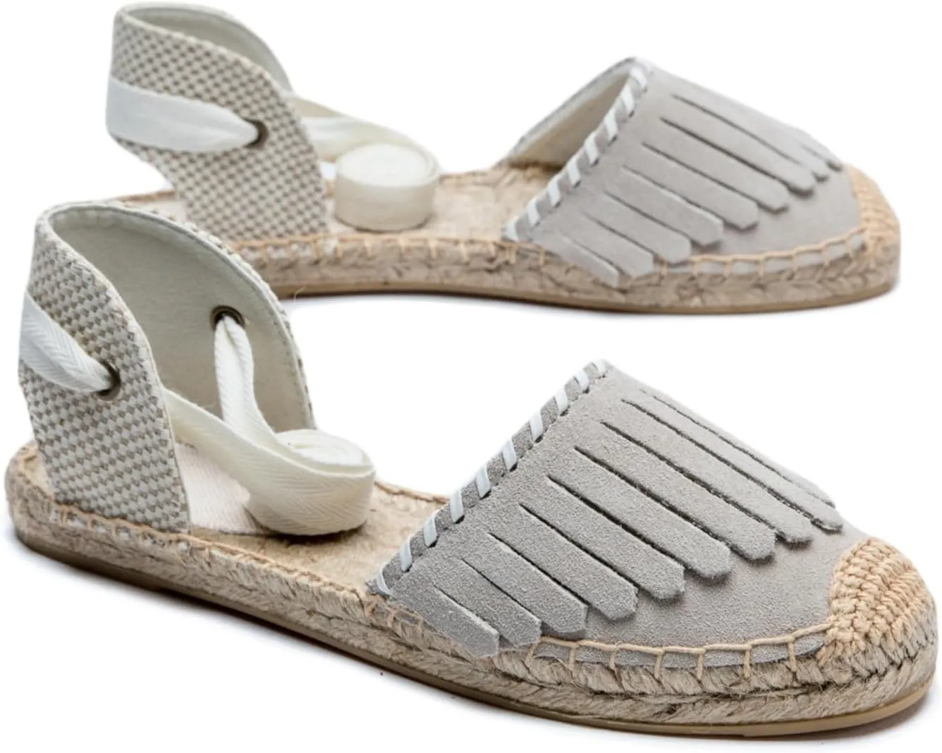 Women Espadrille Lace Up Flats Comfortable Summer Breathable Espadrille Sandals Adjustable Shoelace Dating Work Travel