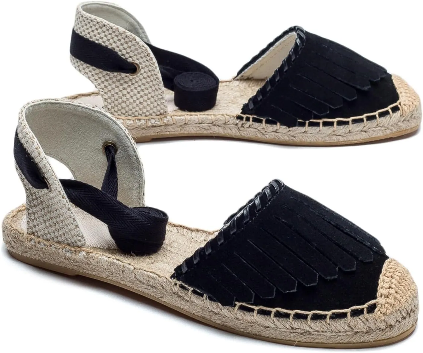 Women Espadrille Lace Up Flats Comfortable Summer Breathable Espadrille Sandals Adjustable Shoelace Dating Work Travel