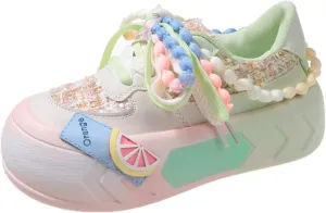 Women Kawaii Shoes Y2k Shoes Walking Sneakers Women Platform Chunky Cute Linen Thick Roundhead Rave Shoes Travel
