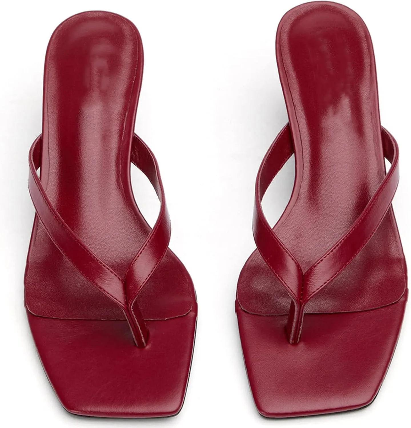 Women Kitten Heel Thong Sandals Square Open Toe Flip Flop Sandals Low Heel Fashion Party Dress Heeled Sandals