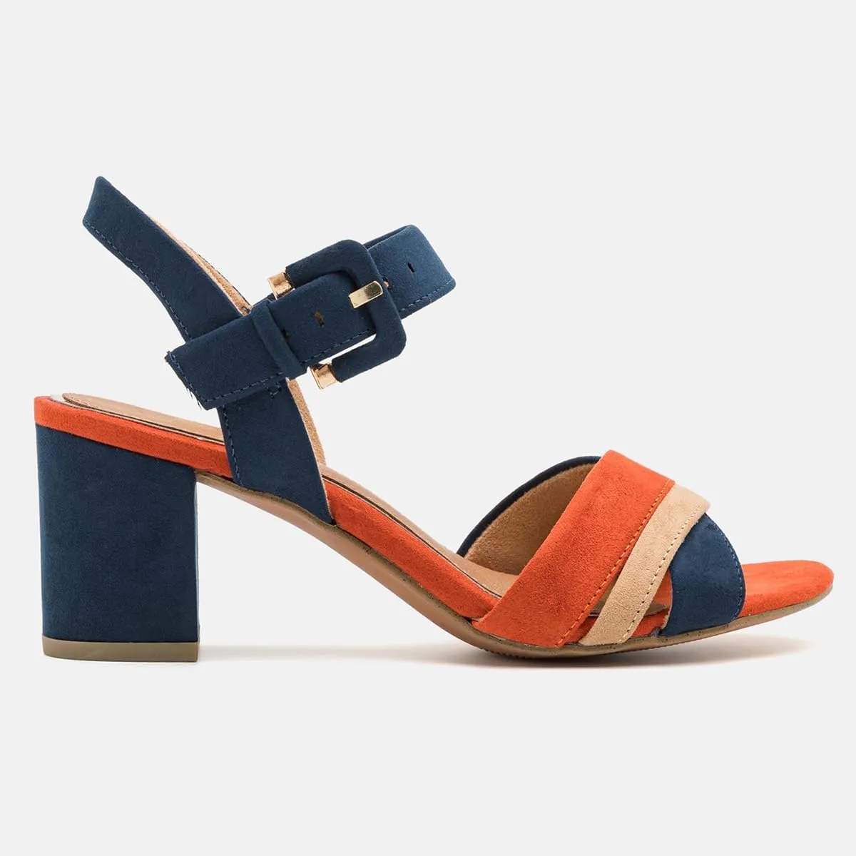 Women Rainbow Heeled Sandals Open Peep Round Toe Ankle Strap Pumps Suede Chunky Block Heels Sandals Multicolored Strappy Summer Dress Shoes Buckle Wedding Party Office Elegant 4-11 M US