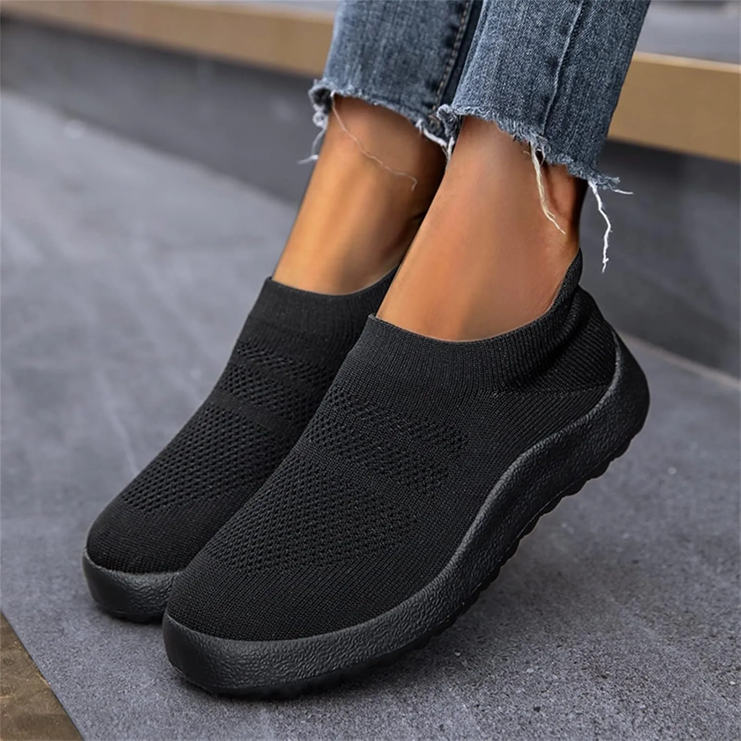 Women Sneakers Black and White Women's Slip On Shoes Size 10 Wide Width Womens Hiking Shoes with Arch Support Trendy Wedge Sneakers for Women 2023 Slip On Sneakers Woman