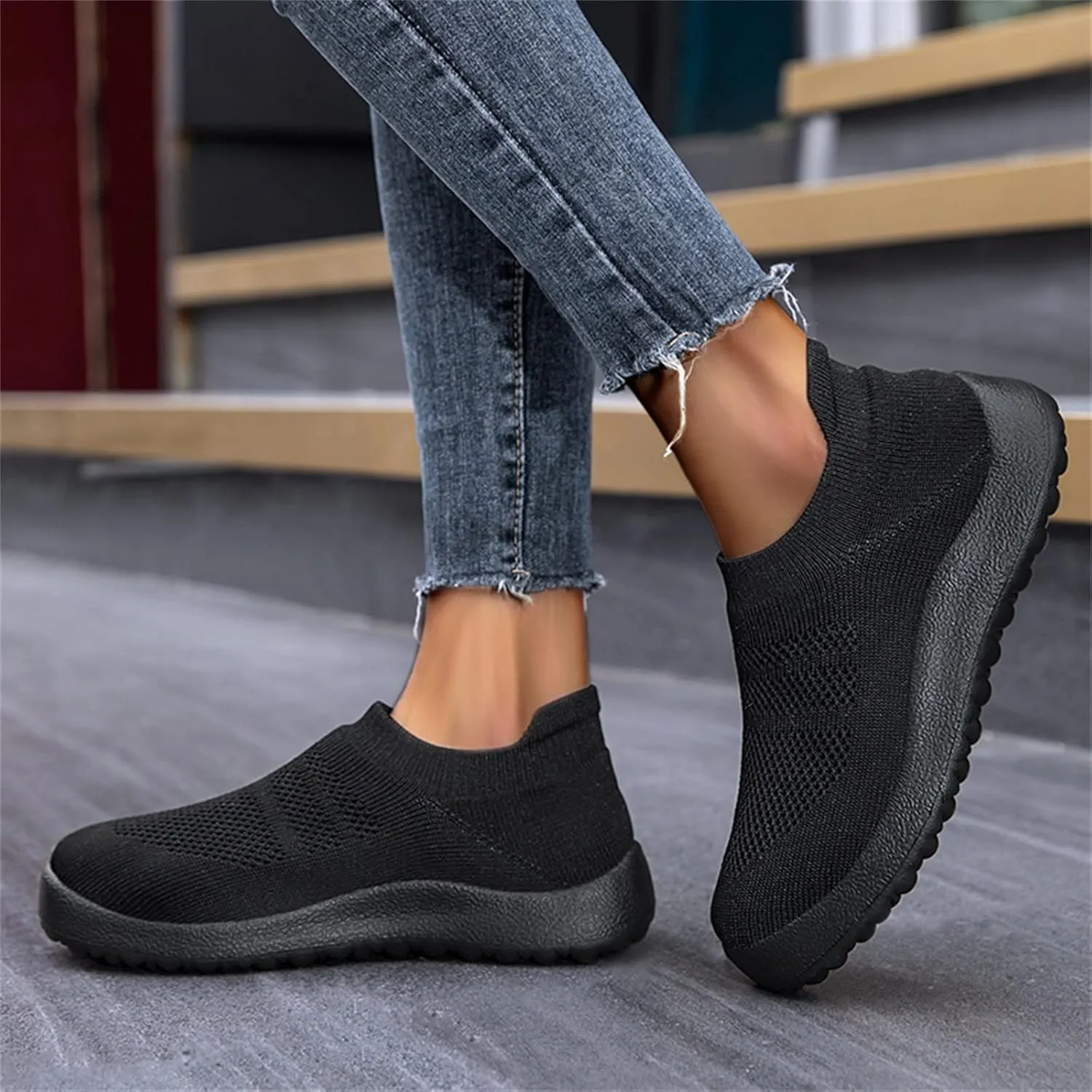 Women Sneakers Black and White Women's Slip On Shoes Size 10 Wide Width Womens Hiking Shoes with Arch Support Trendy Wedge Sneakers for Women 2023 Slip On Sneakers Woman