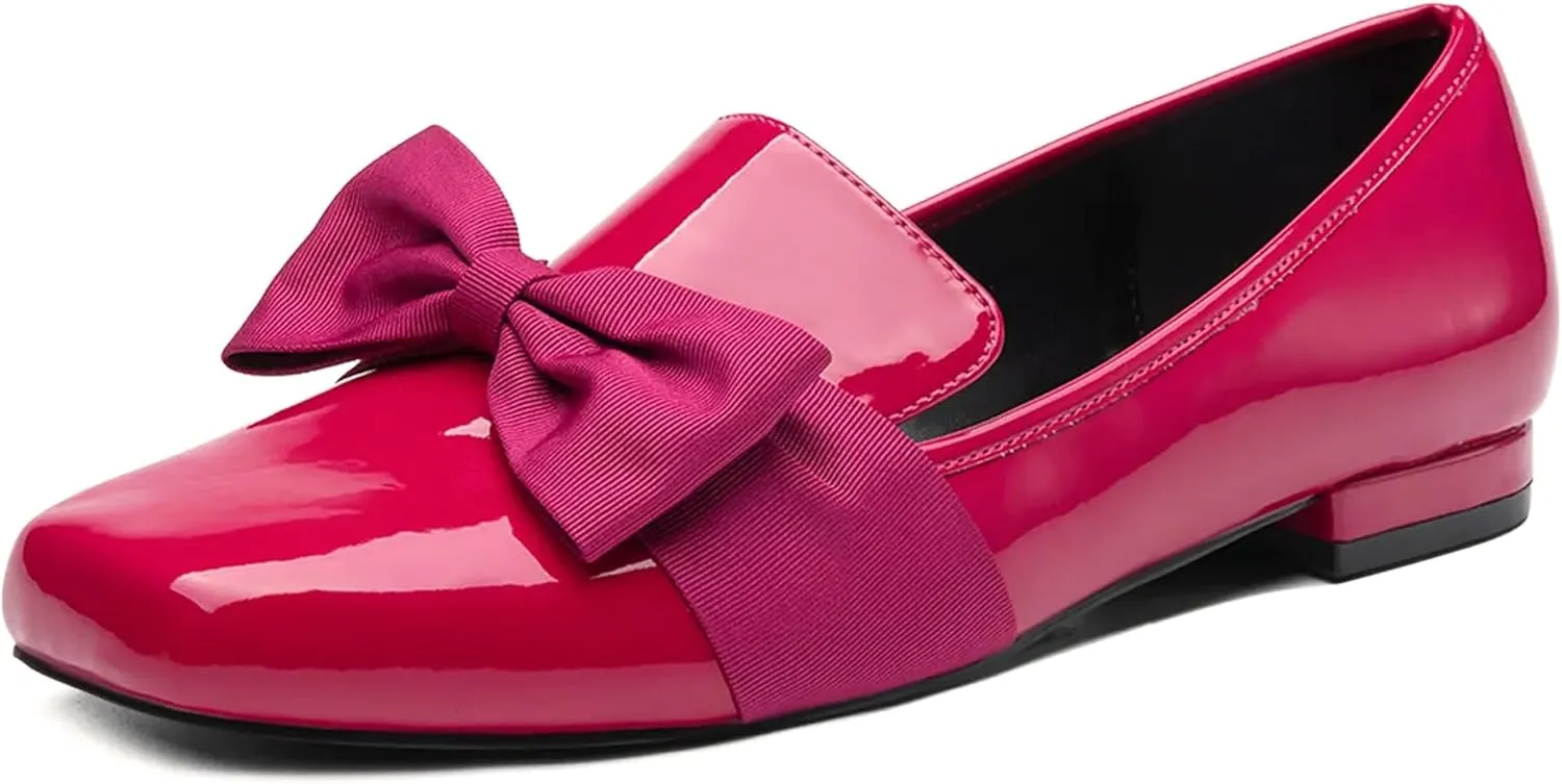 Women Square Toe Flat Loafers with Wide Last Daily, Large Size Dressy Shoe Slip On Flats Shoes