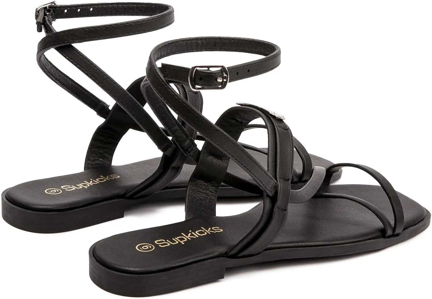 Women's Ankle Strap Flat Sandals Comfort Gladiator Sandal Summer Casual Fisherman Sandals Open Toe Adjustable Buckle Slippers
