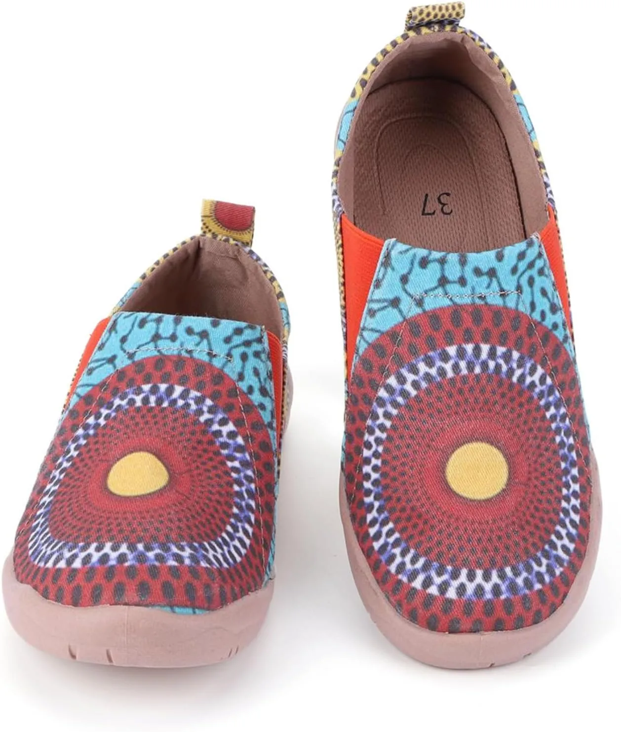 Women's Art Painted Casual Loafers, Extra Wide Slip-on Diabetic Shoes for Women, Comfortable Canvas Arch Support Walking Shoes