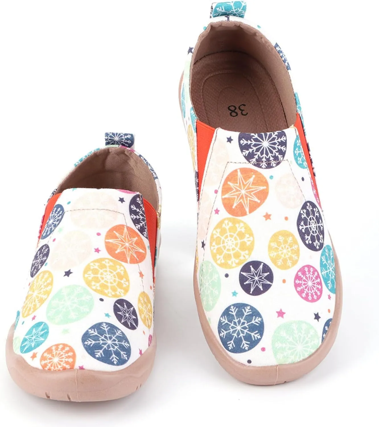 Women's Art Painted Casual Loafers, Extra Wide Slip-on Diabetic Shoes for Women, Comfortable Canvas Arch Support Walking Shoes
