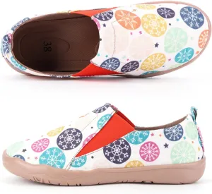 Women's Art Painted Casual Loafers, Extra Wide Slip-on Diabetic Shoes for Women, Comfortable Canvas Arch Support Walking Shoes