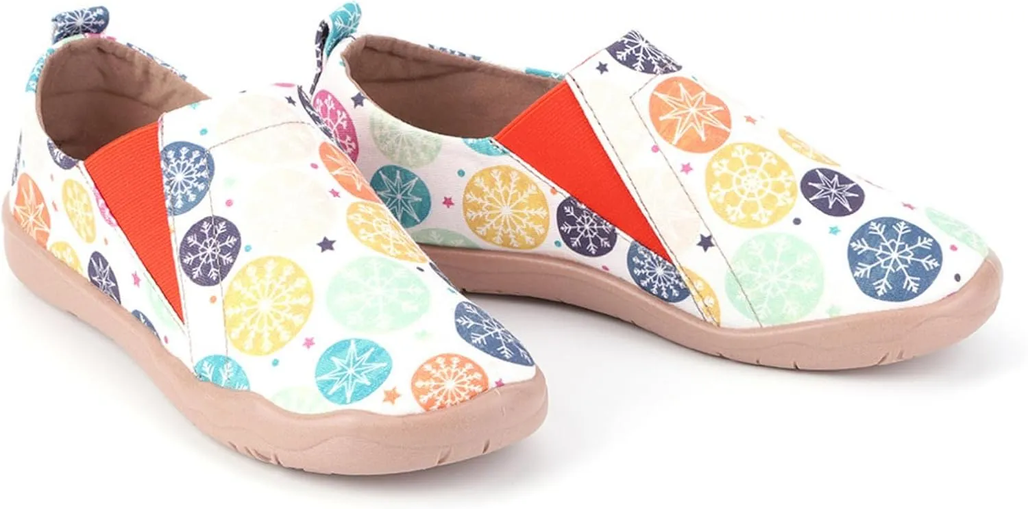 Women's Art Painted Casual Loafers, Extra Wide Slip-on Diabetic Shoes for Women, Comfortable Canvas Arch Support Walking Shoes
