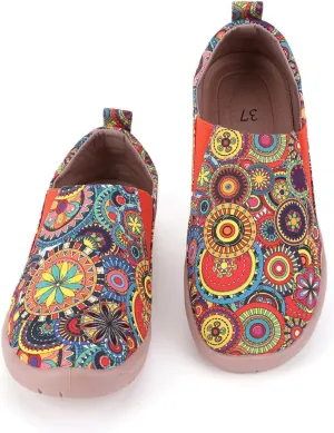 Women's Art Painted Casual Loafers Lightweight Slip On Canvas Walking Shoes Casual Flat Shoes Comfortable Boat Shoes Ladies Travel Shoes