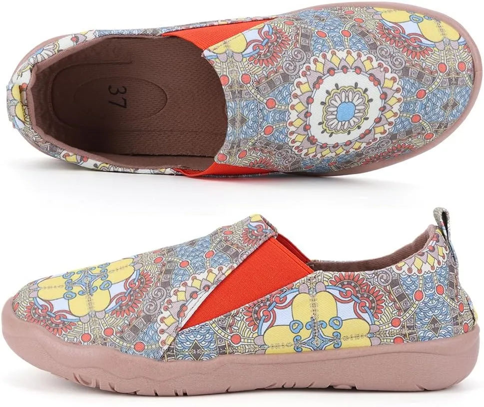 Women's Art Painted Casual Loafers Lightweight Slip On Canvas Walking Shoes Casual Flat Shoes Comfortable Boat Shoes Ladies Travel Shoes