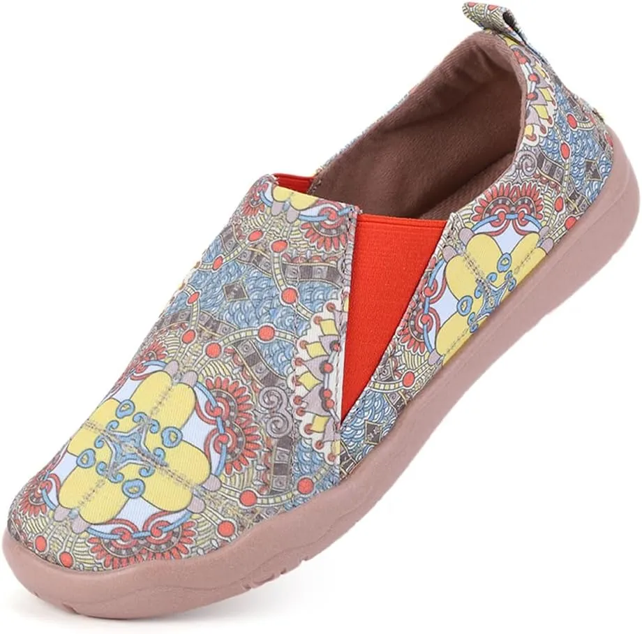 Women's Art Painted Casual Loafers Lightweight Slip On Canvas Walking Shoes Casual Flat Shoes Comfortable Boat Shoes Ladies Travel Shoes