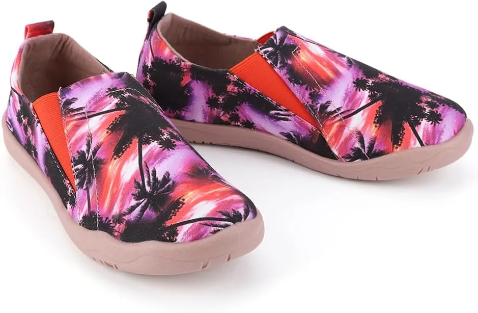 Women's Art Painted Casual Loafers Lightweight Slip On Canvas Walking Shoes Casual Flat Shoes Comfortable Boat Shoes Ladies Travel Shoes