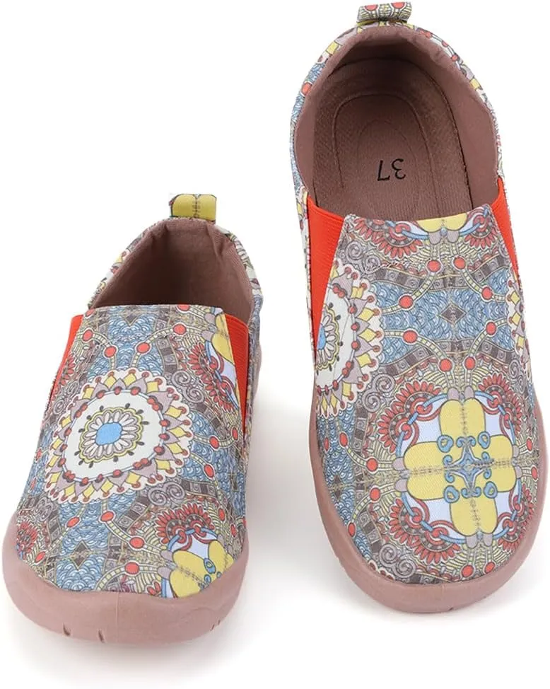 Women's Art Painted Casual Loafers Lightweight Slip On Canvas Walking Shoes Casual Flat Shoes Comfortable Boat Shoes Ladies Travel Shoes