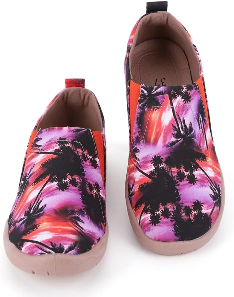 Women's Art Painted Casual Loafers Lightweight Slip On Canvas Walking Shoes Casual Flat Shoes Comfortable Boat Shoes Ladies Travel Shoes