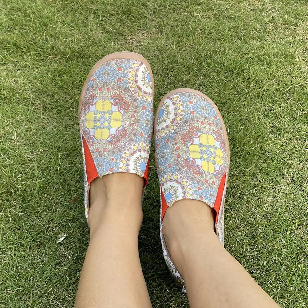 Women's Art Painted Casual Loafers Lightweight Slip On Canvas Walking Shoes Casual Flat Shoes Comfortable Boat Shoes Ladies Travel Shoes