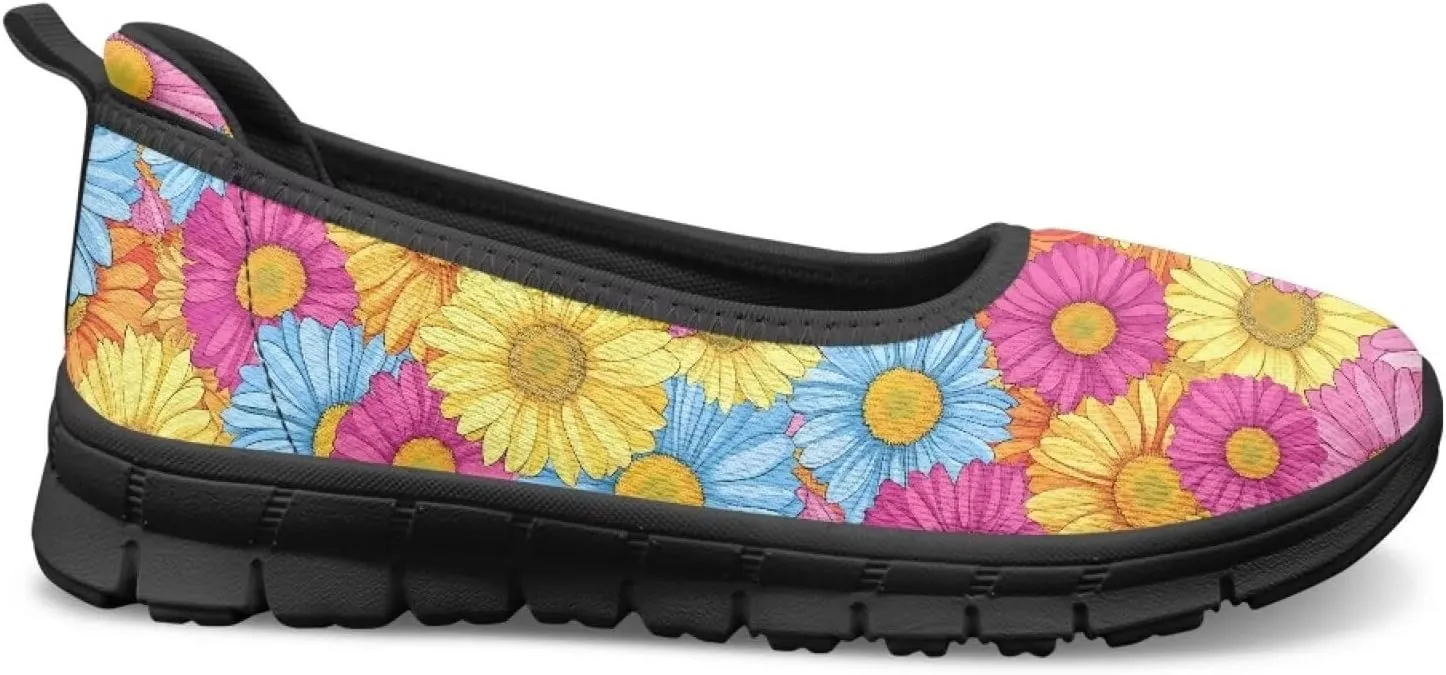 Women's Art Pattern Slip-On Sneakers Casual Low-Top Flat Dress Shoes Lightweight Soft Shoes Ladies Non-Slip Workout Holiday Shoes US Size 6-11