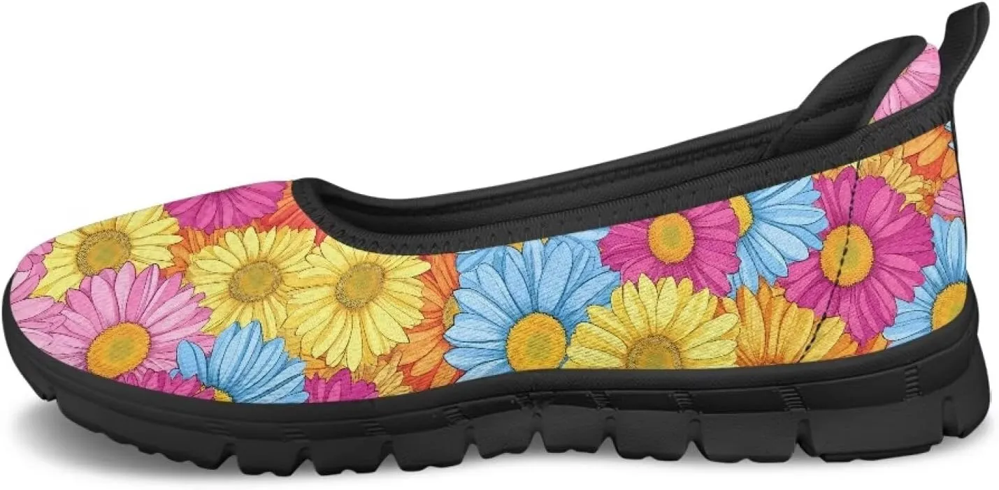 Women's Art Pattern Slip-On Sneakers Casual Low-Top Flat Dress Shoes Lightweight Soft Shoes Ladies Non-Slip Workout Holiday Shoes US Size 6-11