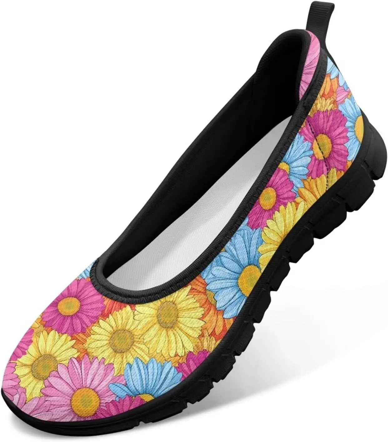 Women's Art Pattern Slip-On Sneakers Casual Low-Top Flat Dress Shoes Lightweight Soft Shoes Ladies Non-Slip Workout Holiday Shoes US Size 6-11