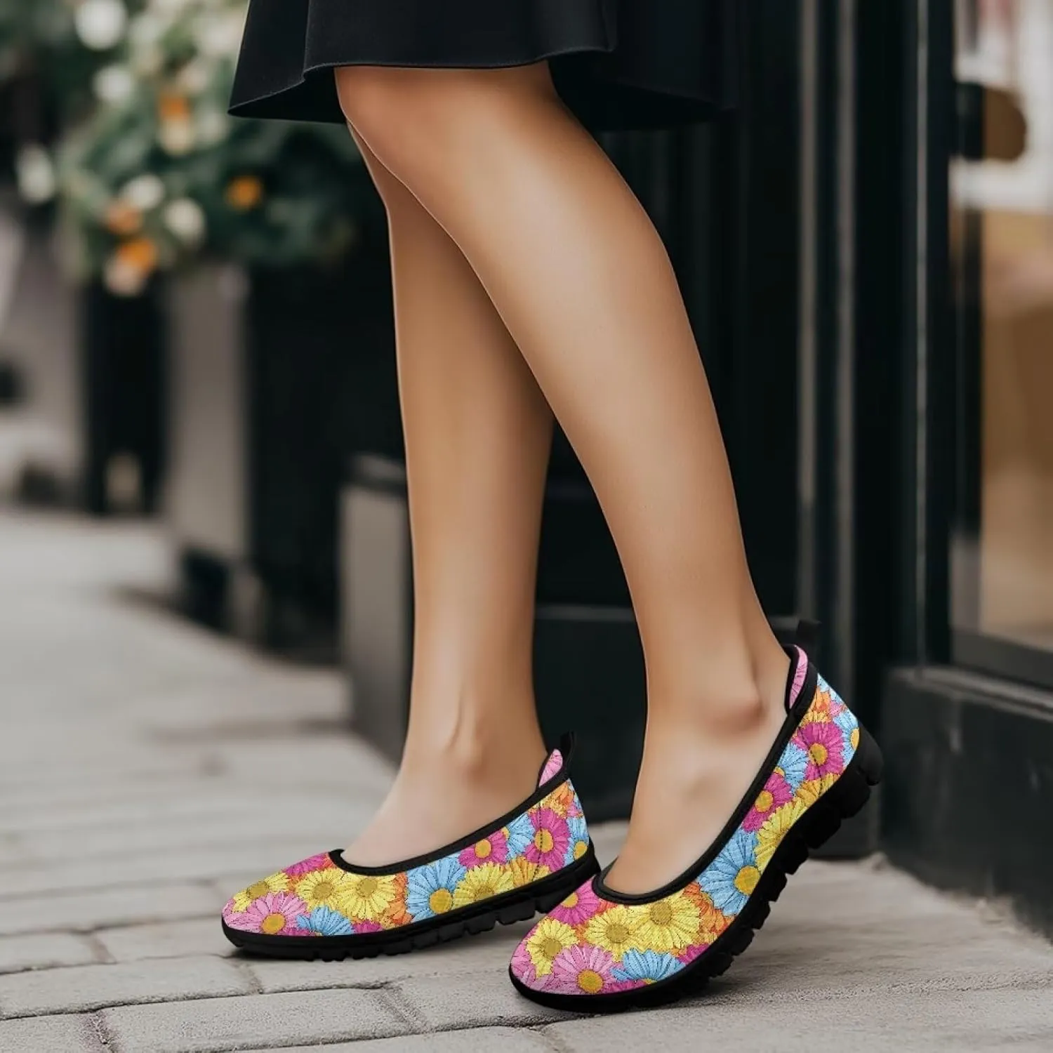Women's Art Pattern Slip-On Sneakers Casual Low-Top Flat Dress Shoes Lightweight Soft Shoes Ladies Non-Slip Workout Holiday Shoes US Size 6-11