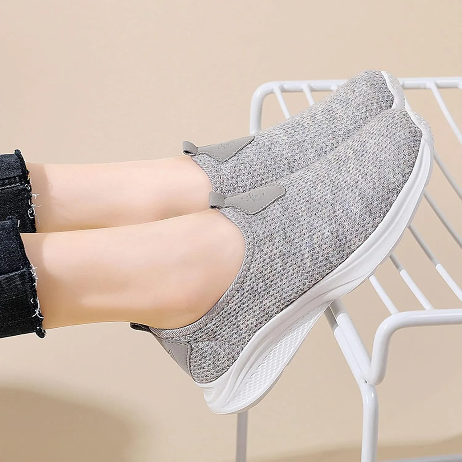 Women's Athletic Walking Shoes Slip On Casual Mesh Slip On Shoes Women Arch Support Ladies Shoes Casual Walking Sneakers Platform Tennis Shoe Loafers Shoe
