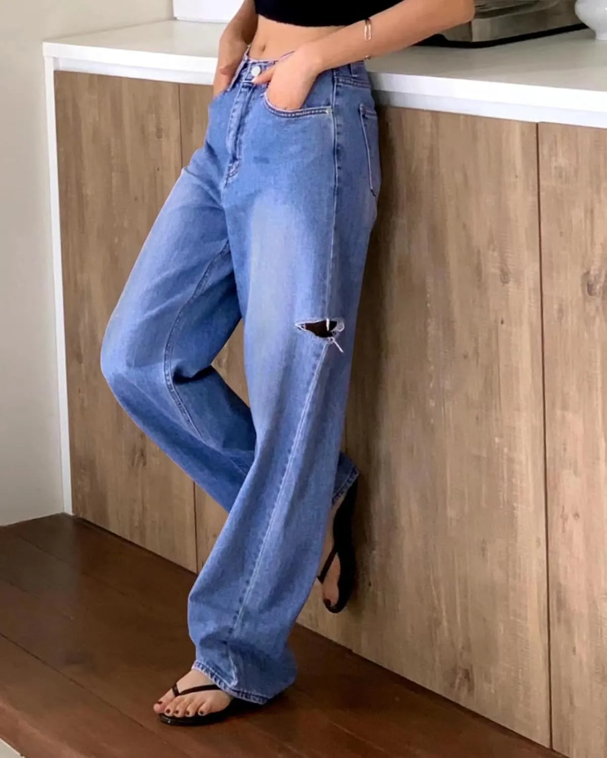 Women's Baggy Boyfriend Jeans Vintage Wide Leg Mid Rise Barrel Denim Pants