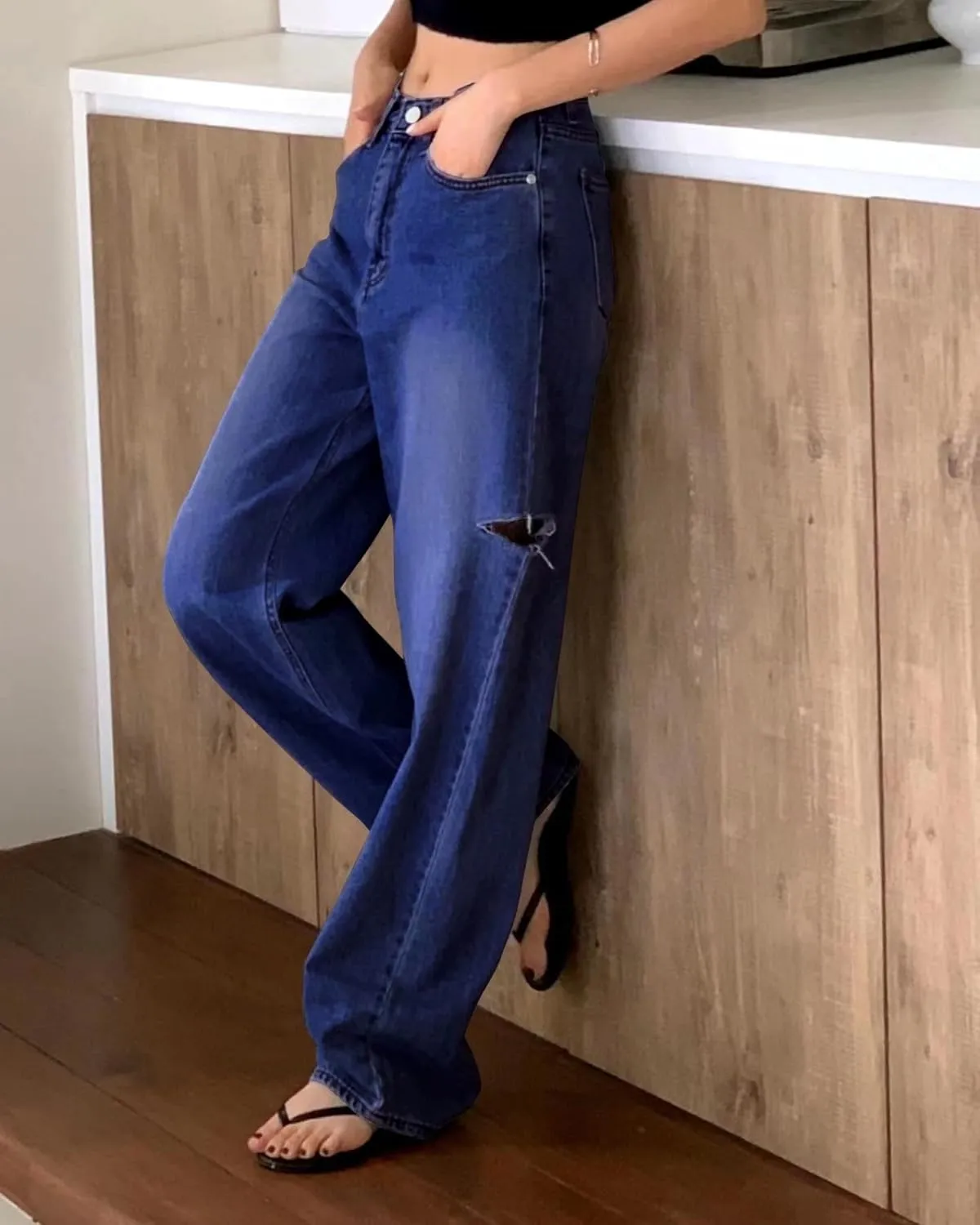 Women's Baggy Boyfriend Jeans Vintage Wide Leg Mid Rise Barrel Denim Pants