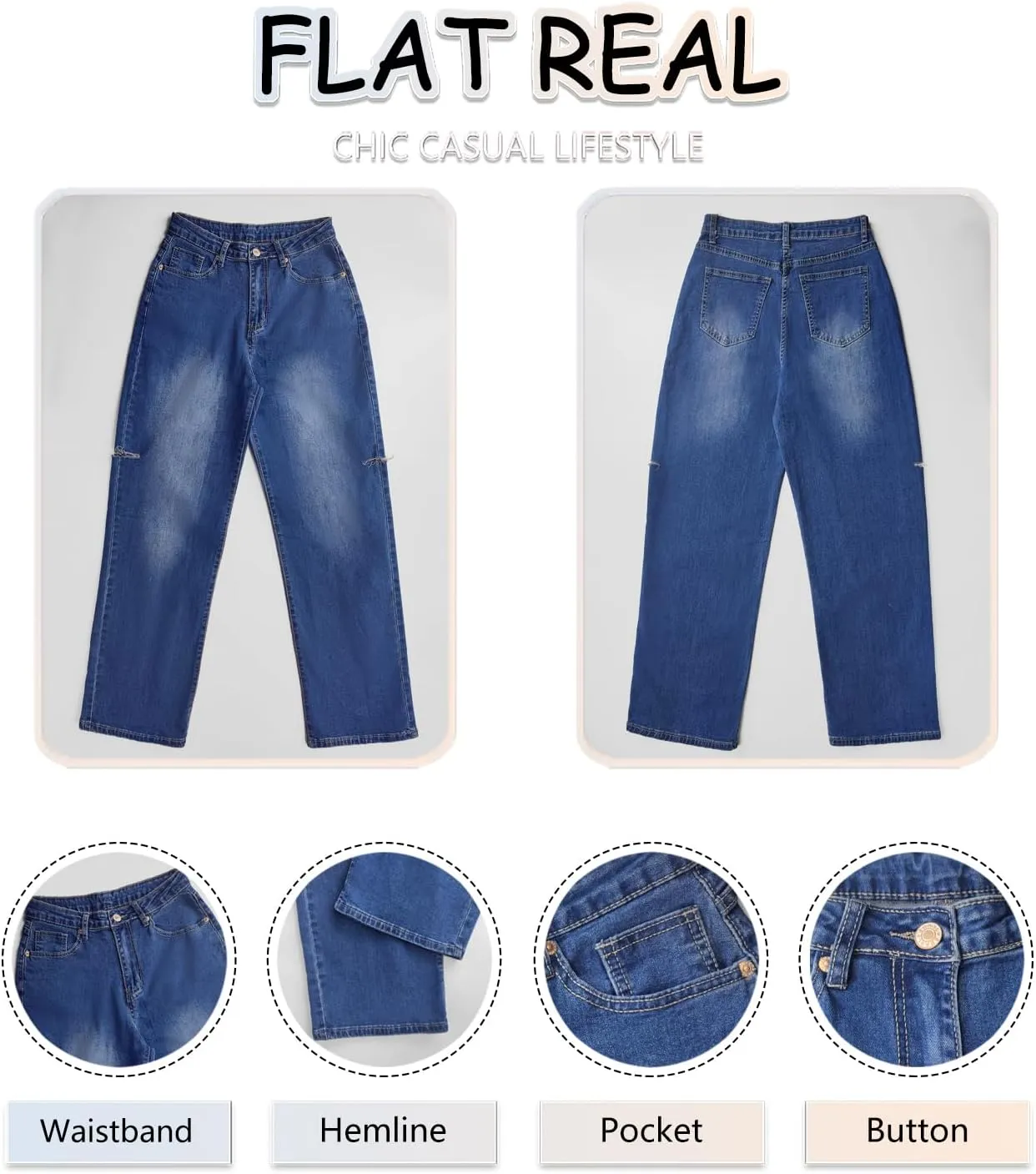 Women's Baggy Boyfriend Jeans Vintage Wide Leg Mid Rise Barrel Denim Pants