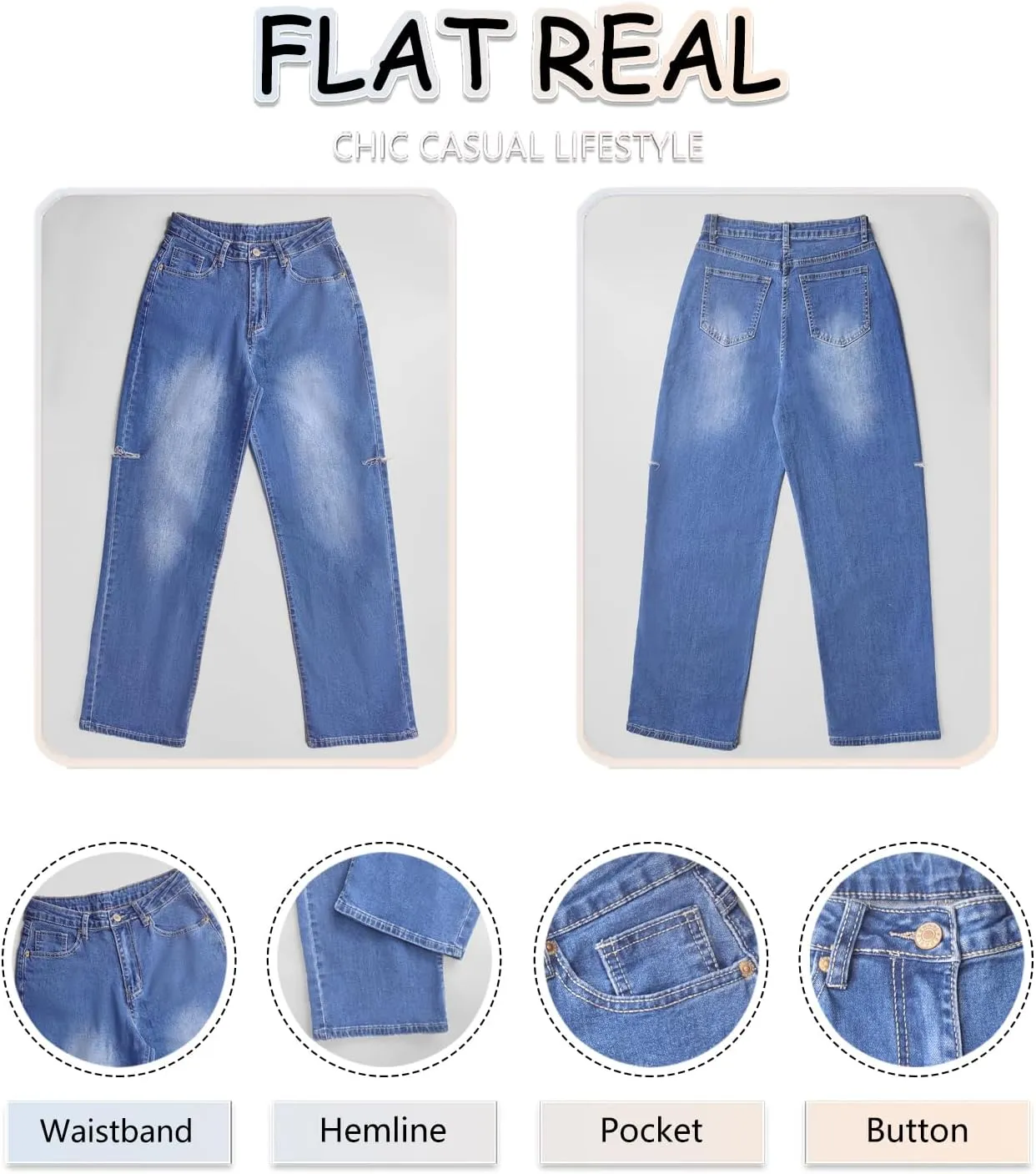 Women's Baggy Boyfriend Jeans Vintage Wide Leg Mid Rise Barrel Denim Pants