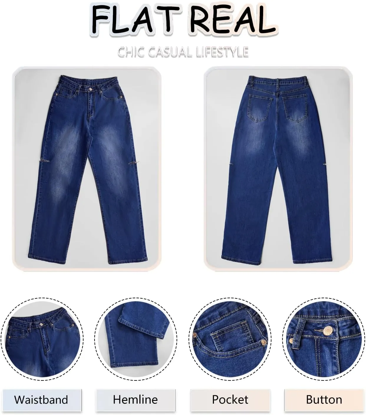Women's Baggy Boyfriend Jeans Vintage Wide Leg Mid Rise Barrel Denim Pants