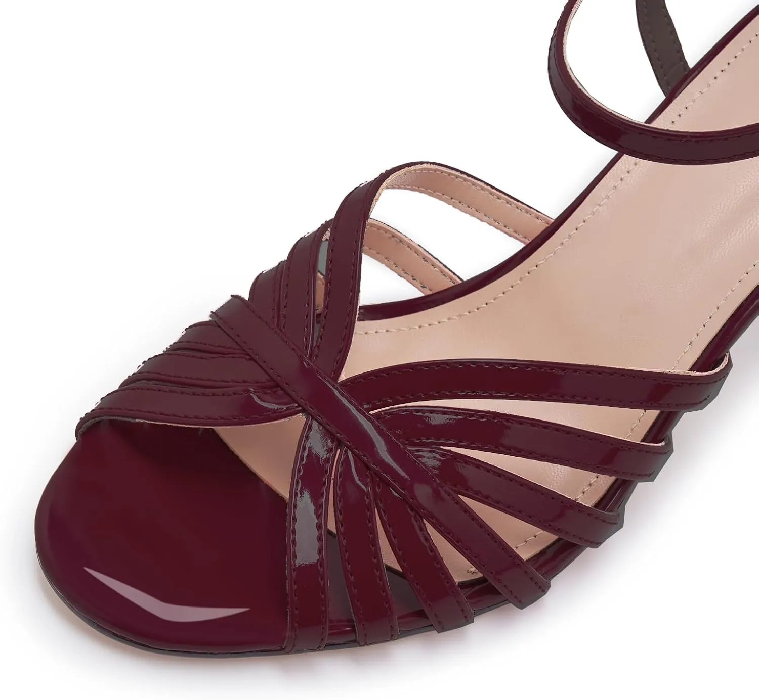 Women's Black and Gold Heels – Strappy Patent Leather Open Toe Sandals with Ankle Strap – Elegant High Heels for Party, Wedding, or Evening
