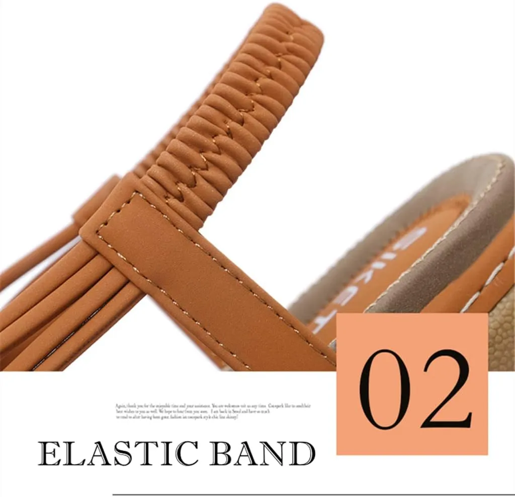 Women's Bohemian Flat Sandals Casual Summer Ladies Beach Party Ankle Elastic Strap Fashion Slippers Female Elegant Comfy Flip Flop