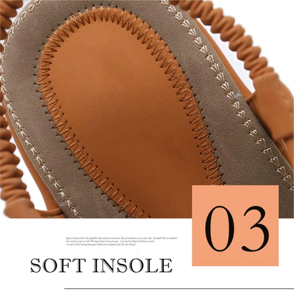 Women's Bohemian Flat Sandals Casual Summer Ladies Beach Party Ankle Elastic Strap Fashion Slippers Female Elegant Comfy Flip Flop