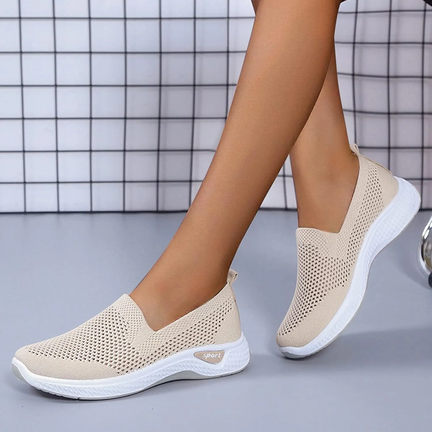 Womens Breathable Slip On Shoes Casual Comfortable Walking Sneakers Lightweight Canvas Flats Non Slip Loafers