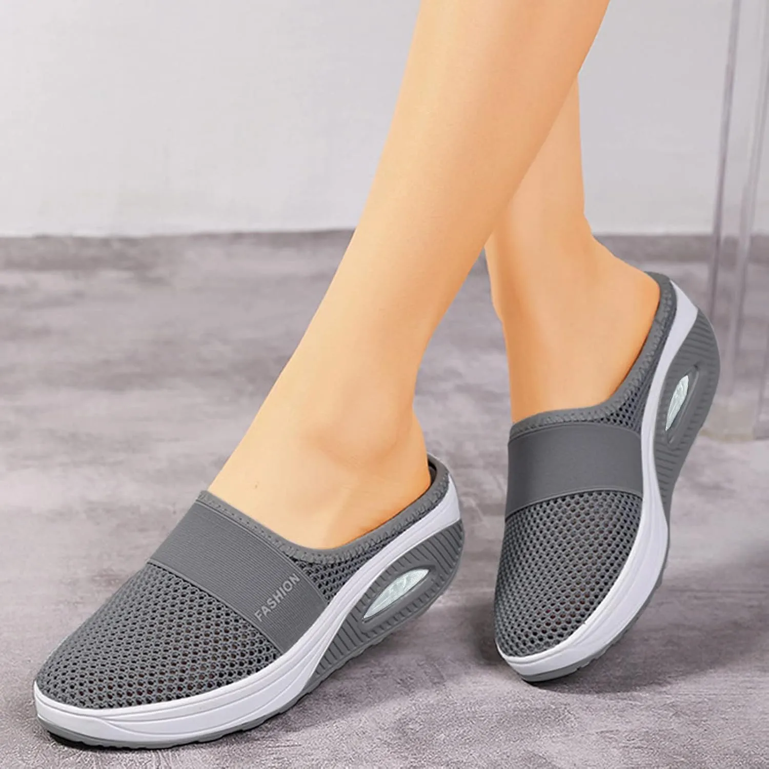 Women's Breathable Walking Mules Shoes - Lightweight Garden Clogs Casual Mesh Sneakers Open Back Slip-on House Shoes