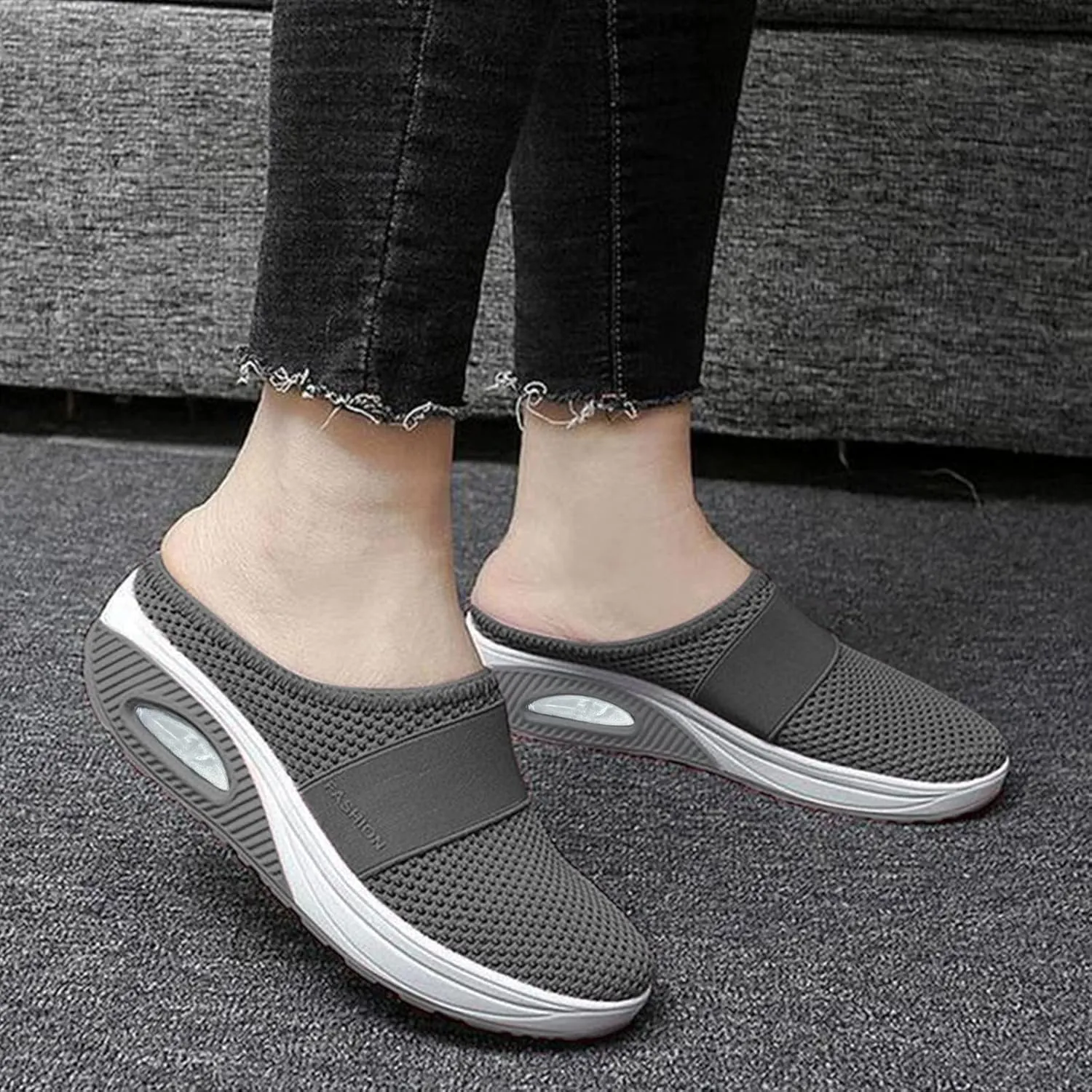Women's Breathable Walking Mules Shoes - Lightweight Garden Clogs Casual Mesh Sneakers Open Back Slip-on House Shoes