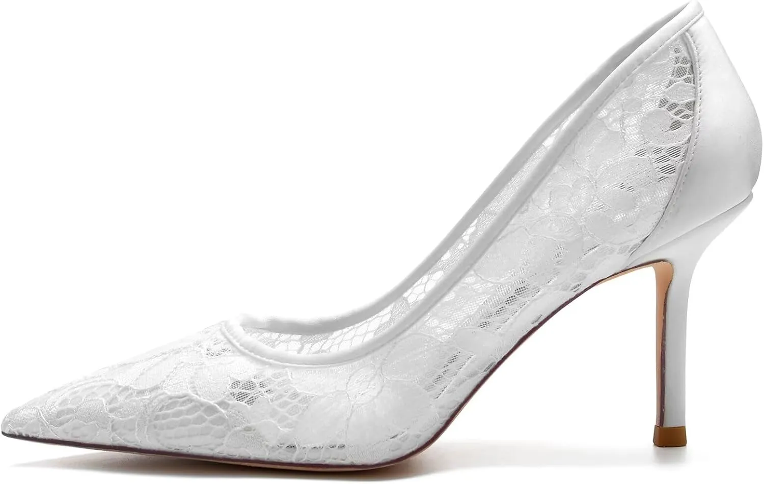 Women's Bridal Wedding Pumps - Lace Hook Flower Pointed Toe Stilettos with 3 Inch Heel, Elegant Bride & Bridesmaid Shoes for Prom, Ceremony & Reception Party