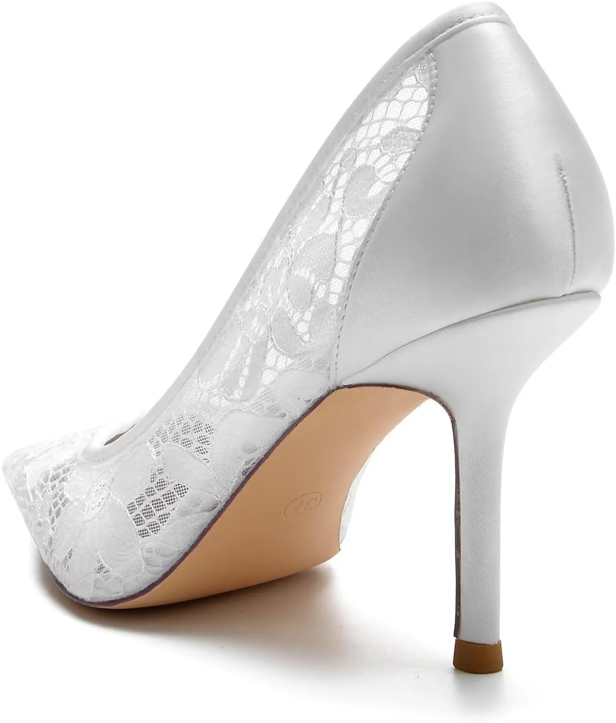Women's Bridal Wedding Pumps - Lace Hook Flower Pointed Toe Stilettos with 3 Inch Heel, Elegant Bride & Bridesmaid Shoes for Prom, Ceremony & Reception Party