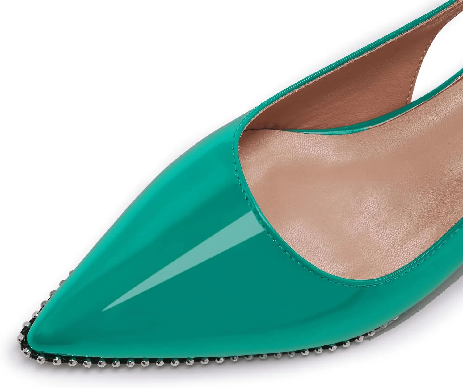 Women's Burgundy Slingback Kitten Heels – Pointed Toe Patent Leather Dress Shoes with Rhinestone Trim – Elegant Low Heel Pumps for Party, Wedding, or Office