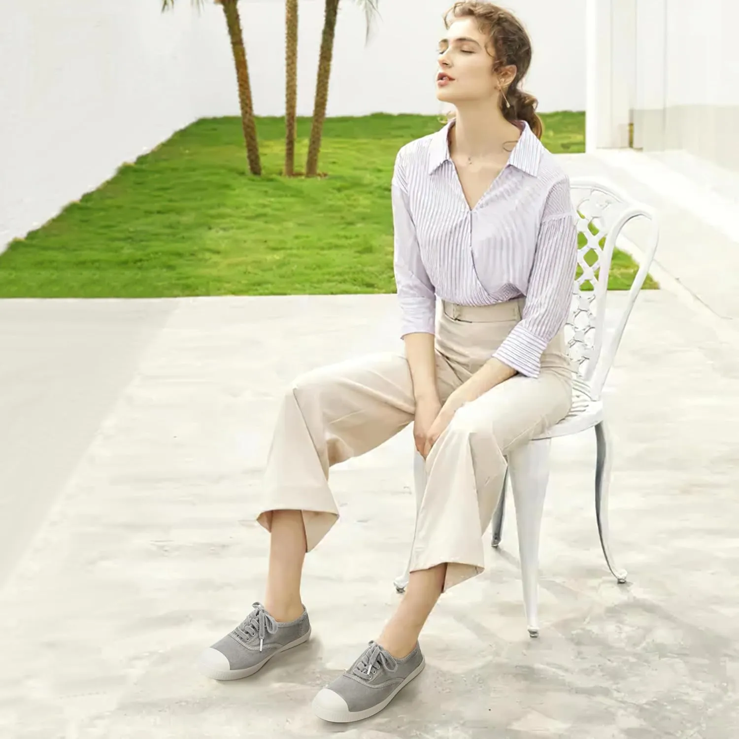 Women's Canvas Slip On Fashion Sneakers for Women Flats Lightweight Comfortable Casual Shoes Pink Grey Navy