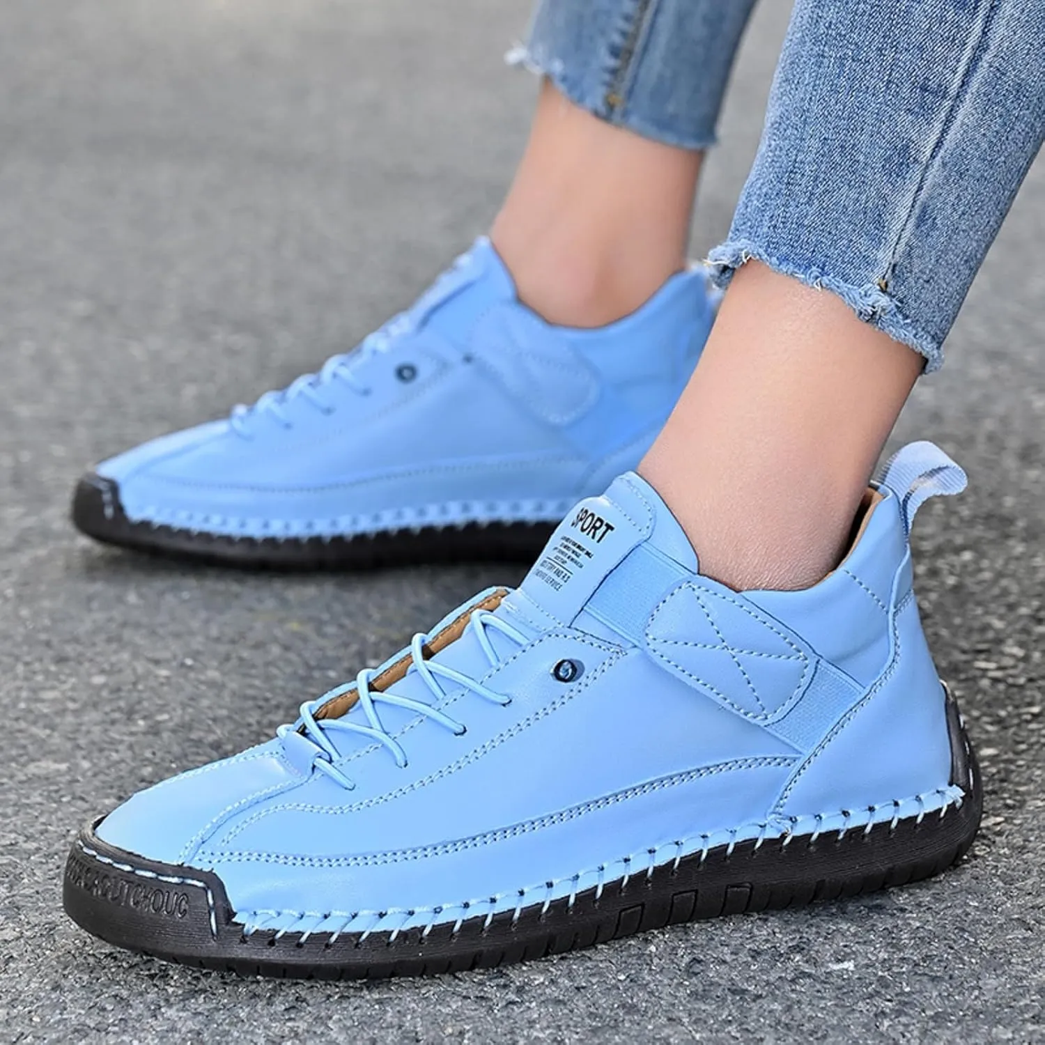 Womens Casual Shoes Ankle Chukka Boots Slip On Breathable Loafers Handmade Fashion Sneakers Mid top Walking Driving Flats Shoes