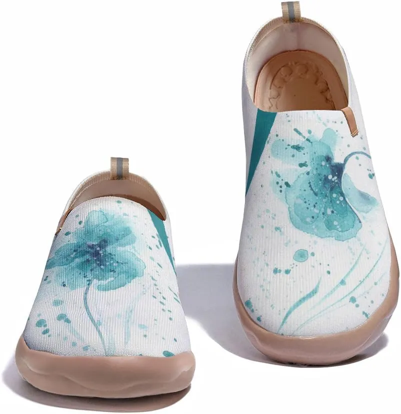 Women's Casual Sneakers Lightweight Walking Slip On Shoes Art Painted Knitted Travel Loafers