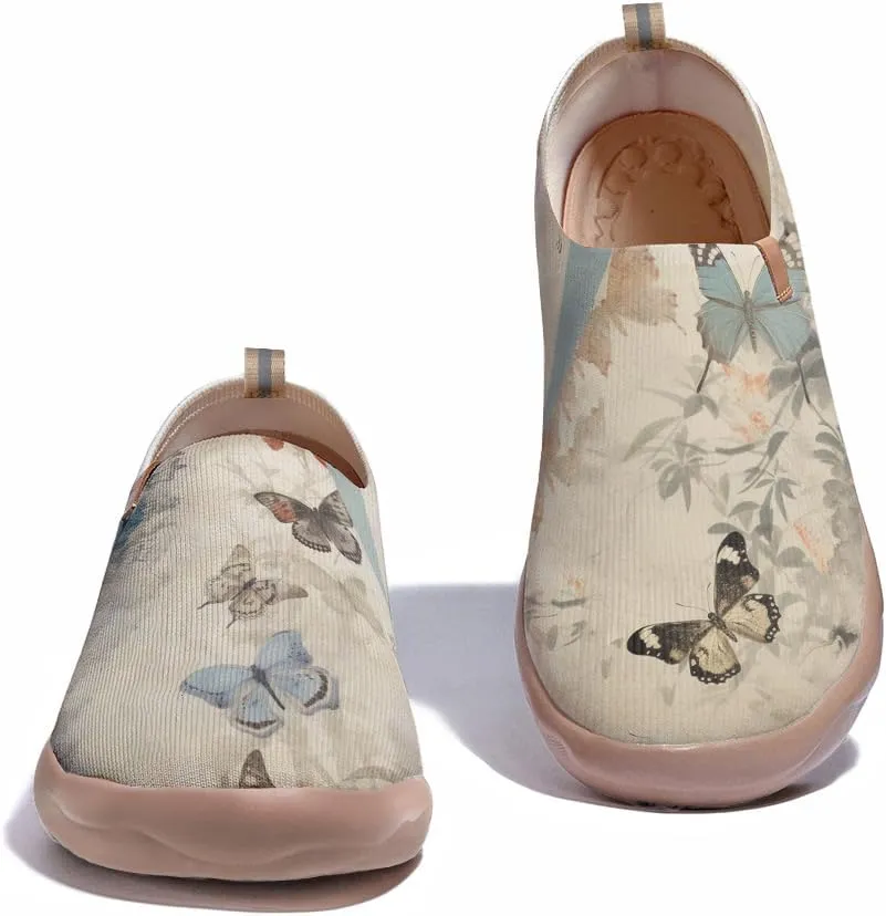 Women's Casual Sneakers Lightweight Walking Slip On Shoes Art Painted Knitted Travel Loafers