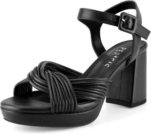 Women's Chunky Platform Heels Baby Pink Block Heeled Sandals Round Open Toe Comfy Bow Heels Slingback Sandal Wedding Party Shoes for Ladies Stylish Cute Summer