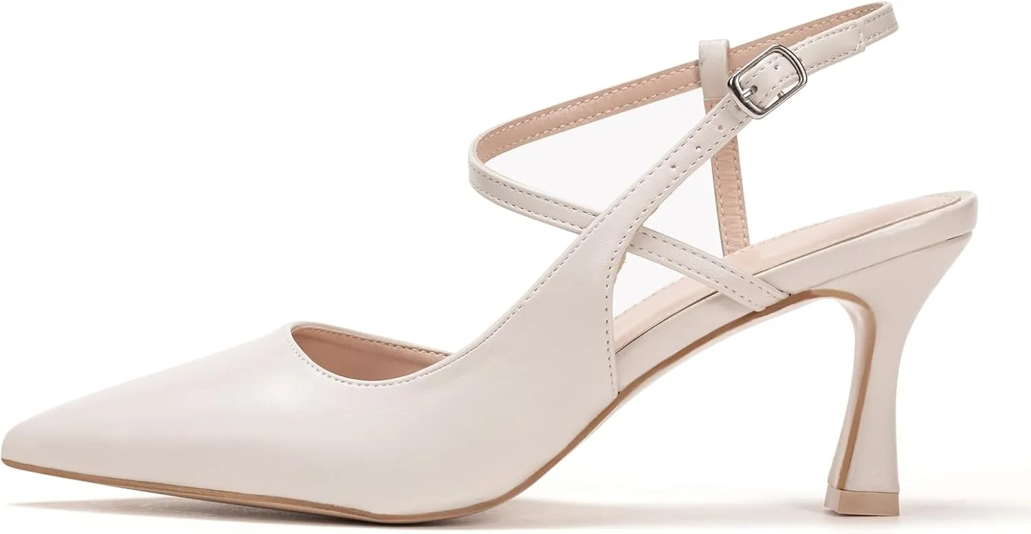 Women's Close Pointed Toe Strappy High Heels Stiletto Slingback Pumps Elegant D'Orsay Dress Wedding Party Shoes