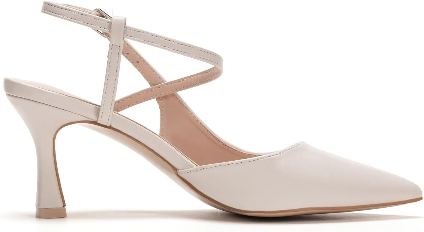 Women's Close Pointed Toe Strappy High Heels Stiletto Slingback Pumps Elegant D'Orsay Dress Wedding Party Shoes